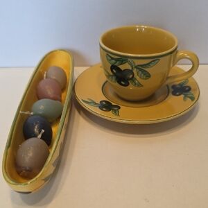 Vintage Casa Cup Saucer And Olive Tray Set